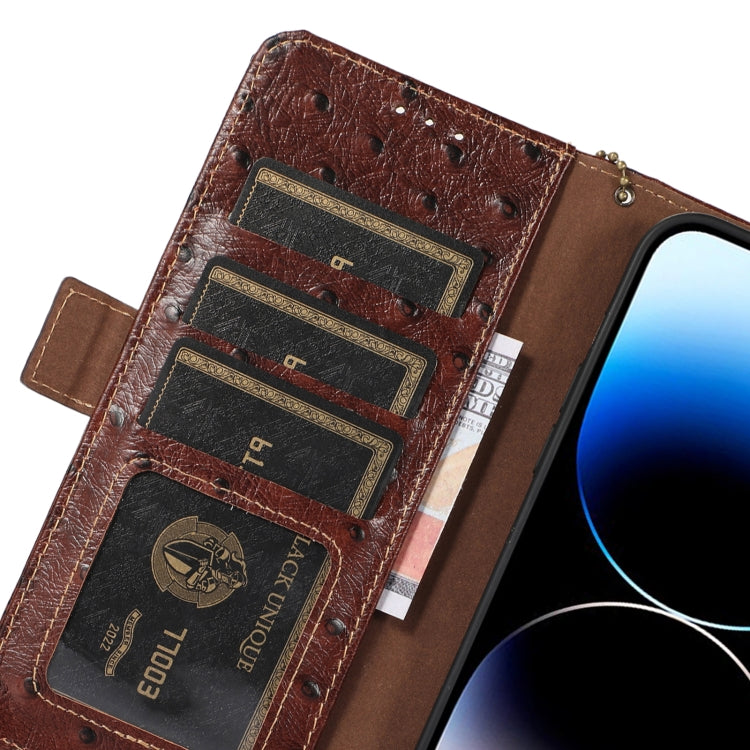 For Samsung Galaxy S23+ 5G Ostrich Pattern Genuine Leather RFID Phone Case(Coffee) - Galaxy S23+ 5G Cases by buy2fix | Online Shopping UK | buy2fix