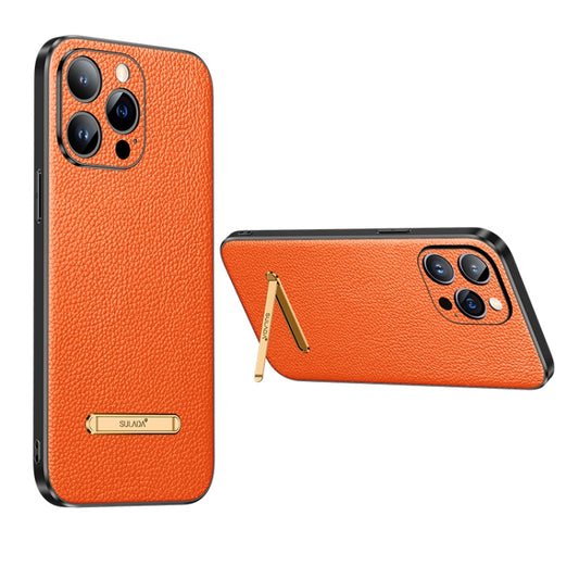 For iPhone 14 Pro Max SULADA Famous Artisan Series Litchi Leather PC + TPU Phone Case(Orange) - iPhone 14 Pro Max Cases by SULADA | Online Shopping UK | buy2fix