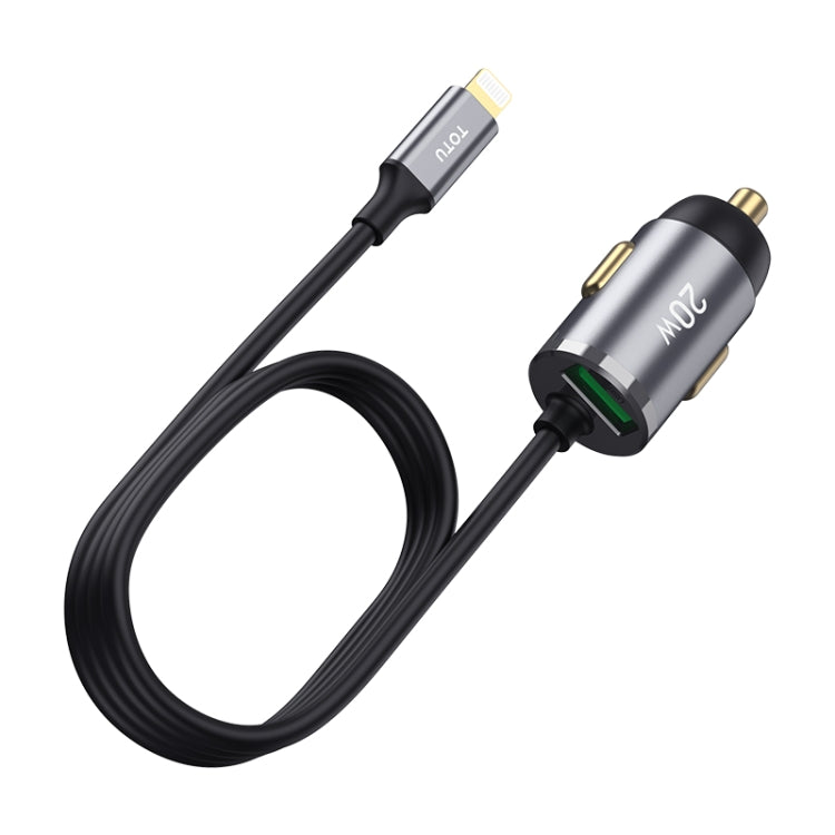 TOTUDESIGN 20W USB Car Fast Charging, Cable Length: 1.2m, Interface:8 Pin(Black) - In Car by TOTUDESIGN | Online Shopping UK | buy2fix