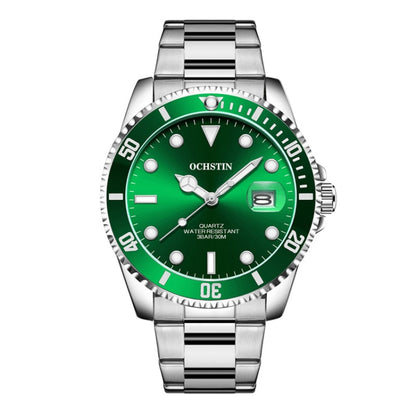 OCHSTIN 7019A Multifunctional Quartz Waterproof Luminous Steel Strap Men Watch(Gren+Silver) - Metal Strap Watches by OCHSTIN | Online Shopping UK | buy2fix