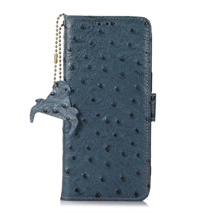 For Samsung Galaxy A54 5G Ostrich Pattern Genuine Leather RFID Phone Case(Blue) - Galaxy Phone Cases by buy2fix | Online Shopping UK | buy2fix