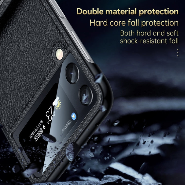 For Samsung Galaxy Z Flip4 SULADA Invisible Bracket Leather Back Cover Phone Case(Black) - Galaxy Z Flip4 5G Cases by SULADA | Online Shopping UK | buy2fix