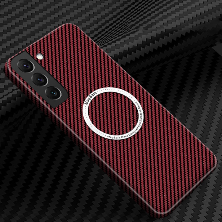 For Samsung Galaxy S23 5G Carbon Fiber Texture MagSafe Magnetic Phone Case(Red) - Galaxy S23 5G Cases by buy2fix | Online Shopping UK | buy2fix