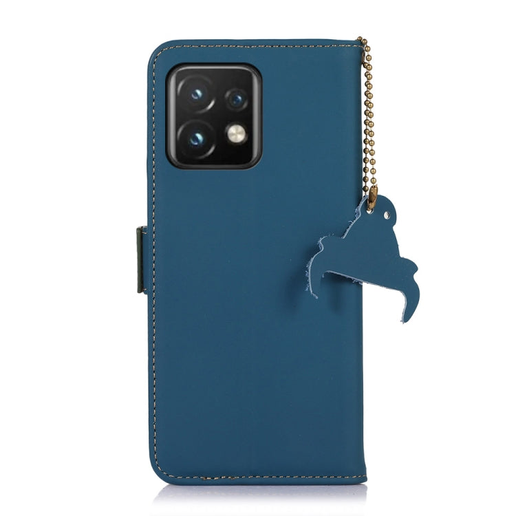 For Motorola Moto X40 Pro Genuine Leather Magnetic RFID Leather Phone Case(Blue) - Motorola Cases by buy2fix | Online Shopping UK | buy2fix