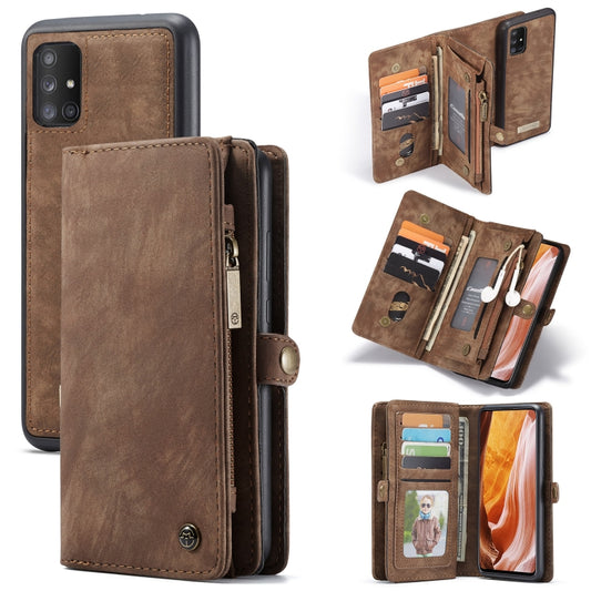 For Galaxy A71 CaseMe Detachable Multifunctional Horizontal Flip Leather Case, with Card Slot & Holder & Zipper Wallet & Photo Frame(Brown) - Samsung Accessories by CaseMe | Online Shopping UK | buy2fix