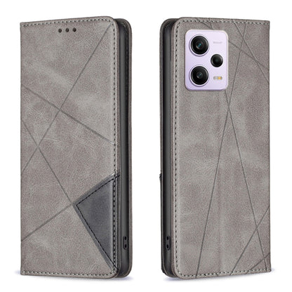 For Xiaomi Redmi Note 12 Pro 5G Global Prismatic Invisible Magnetic Leather Phone Case(Grey) - Note 12 Pro Cases by buy2fix | Online Shopping UK | buy2fix