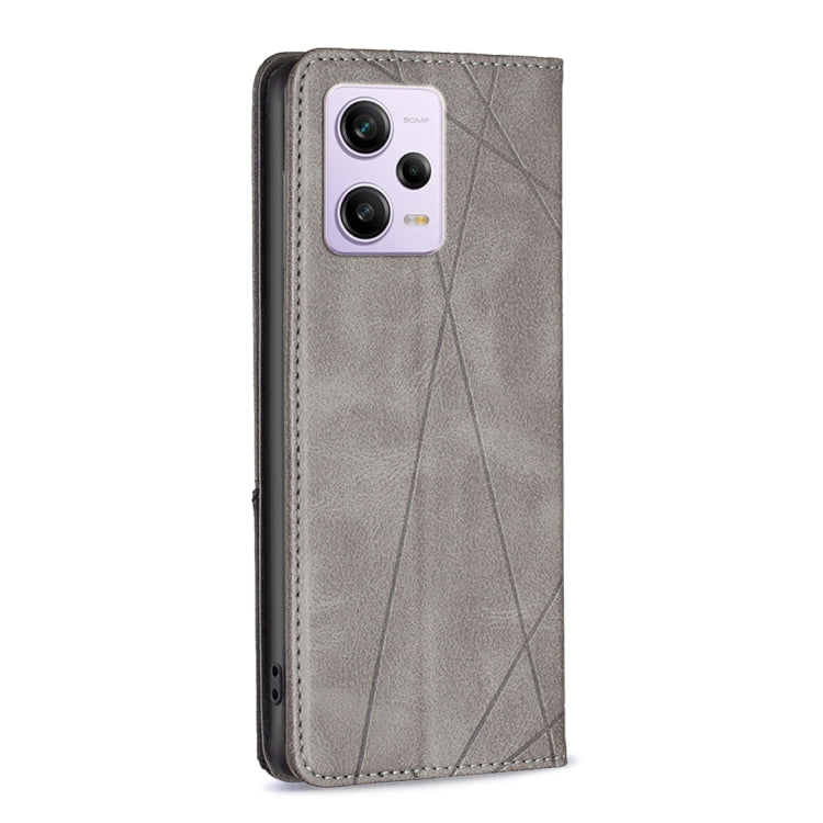 For Xiaomi Redmi Note 12 Pro 5G Global Prismatic Invisible Magnetic Leather Phone Case(Grey) - Note 12 Pro Cases by buy2fix | Online Shopping UK | buy2fix