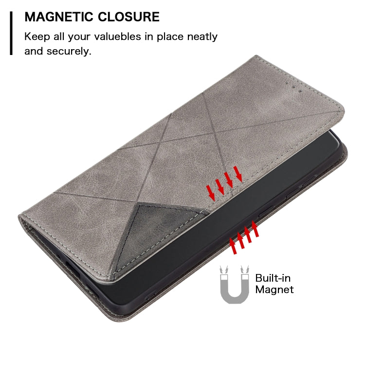 For Xiaomi Redmi Note 12 Pro 5G Global Prismatic Invisible Magnetic Leather Phone Case(Grey) - Note 12 Pro Cases by buy2fix | Online Shopping UK | buy2fix