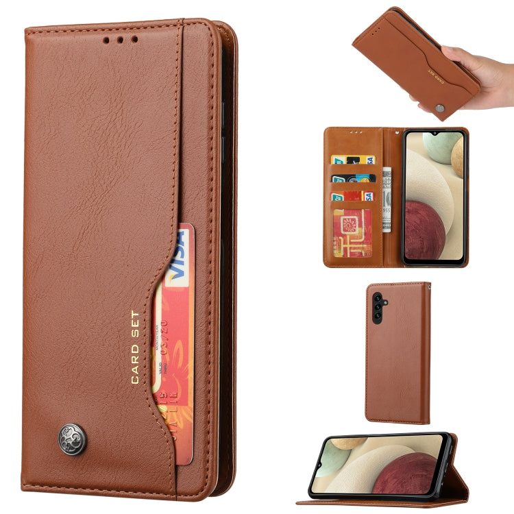 For Samsung Galaxy A34 5G Knead Skin Texture Flip Leather Phone Case(Brown) - Galaxy Phone Cases by buy2fix | Online Shopping UK | buy2fix