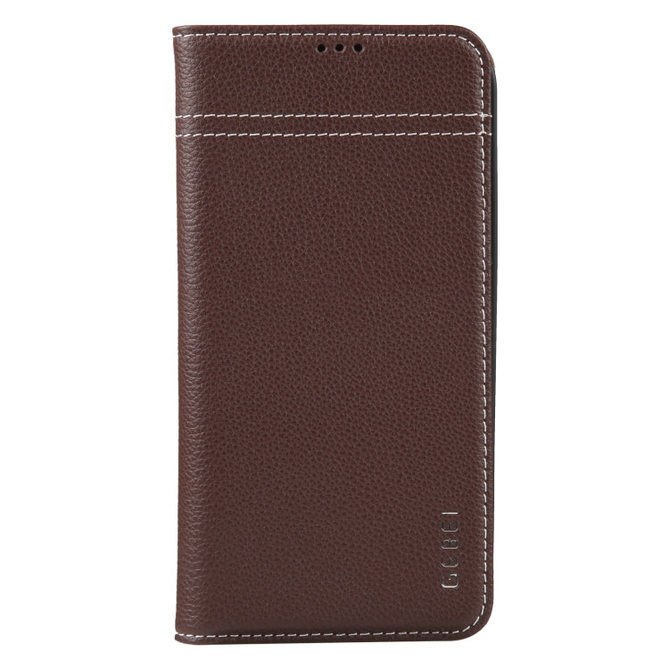 For iPhone 14 Pro Max GEBEI Top-grain Horizontal Flip Leather Phone Case(Brown) - iPhone 14 Pro Max Cases by GEBEI | Online Shopping UK | buy2fix