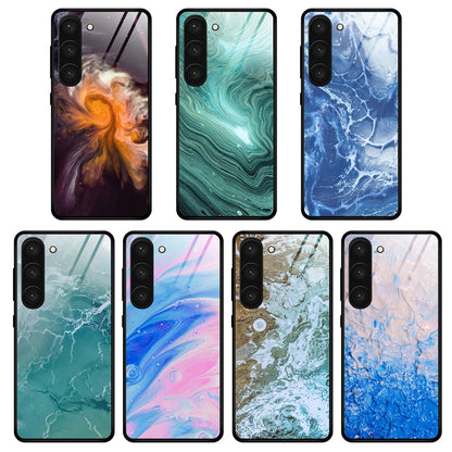 For Samsung Galaxy S23+ 5G Marble Pattern Glass Phone Case(Beach) - Galaxy S23+ 5G Cases by buy2fix | Online Shopping UK | buy2fix