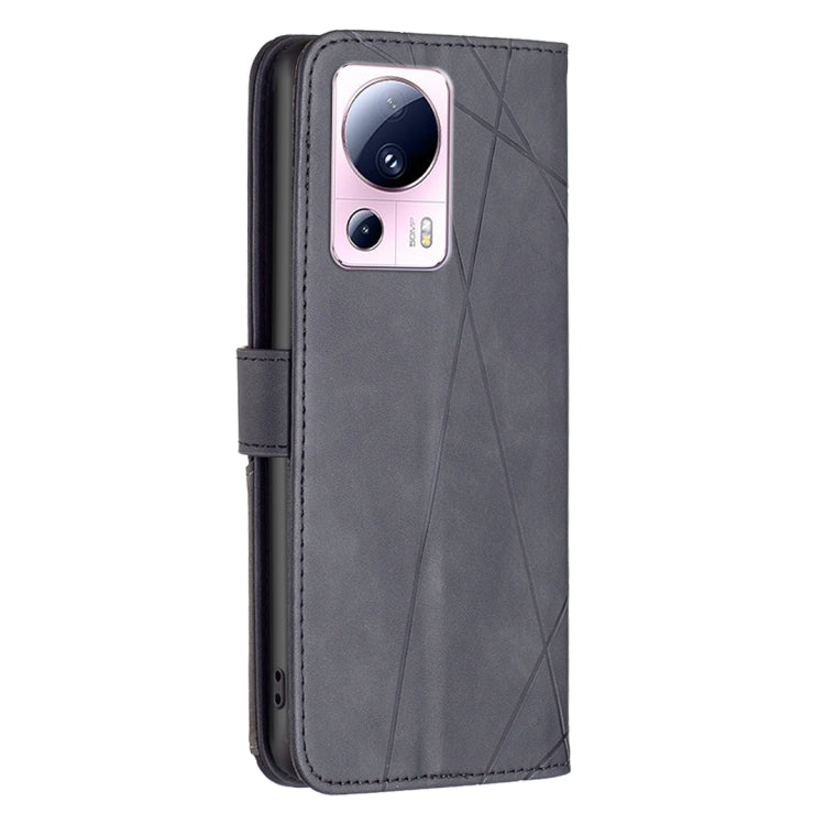 For Xiaomi 13 Lite / Civi 2 Magnetic Buckle Rhombus Texture Leather Phone Case(Black) - 13 Lite Cases by buy2fix | Online Shopping UK | buy2fix