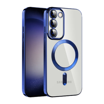 For Samsung Galaxy S23+ 5G CD Texture Plating TPU MagSafe Phone Case with Lens Film(Royal Blue) - Galaxy S23+ 5G Cases by buy2fix | Online Shopping UK | buy2fix