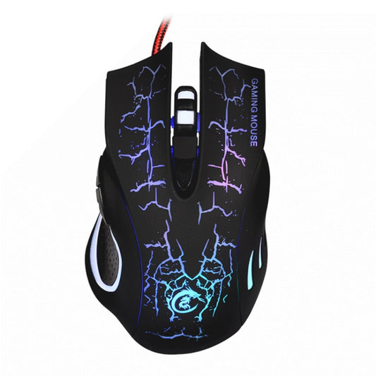 HXSJ A888B 6-keys Crackle Colorful Lighting Wired Gaming Mouse(Black) - Wired Mice by HXSJ | Online Shopping UK | buy2fix