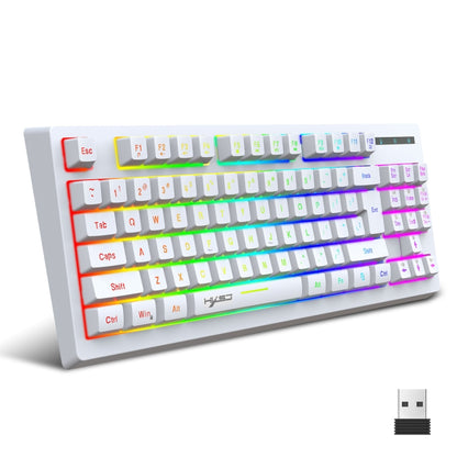 HXSJ L100 87 Keys RGB Backlit Film 2.4G Wireless Keyboard(White) - Wireless Keyboard by HXSJ | Online Shopping UK | buy2fix