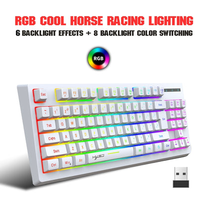 HXSJ L100 87 Keys RGB Backlit Film 2.4G Wireless Keyboard(White) - Wireless Keyboard by HXSJ | Online Shopping UK | buy2fix