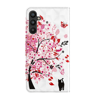 For Samsung Galaxy A34 5G 3D Painting Pattern TPU + PU Leather Phone Case(Cat Under The Tree) - Galaxy Phone Cases by buy2fix | Online Shopping UK | buy2fix