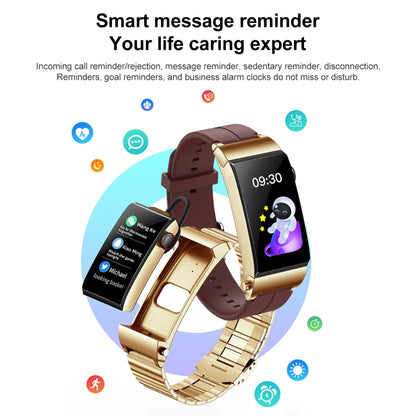 M6 1.5 inch Steel Band Earphone Detachable IP68 Waterproof Smart Watch Support Bluetooth Call(Gold) - Smart Wear by buy2fix | Online Shopping UK | buy2fix