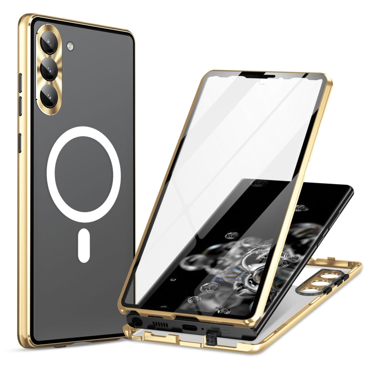 For Samsung Galaxy S24+ 5G HD Full Cover Magsafe Magnetic Metal Tempered Glass Phone Case(Gold) - Galaxy S24+ 5G Cases by buy2fix | Online Shopping UK | buy2fix
