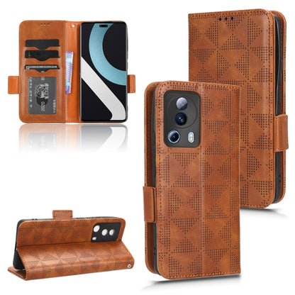 For Xiaomi 13 Lite / Civi 2 / 12 Lite NE Symmetrical Triangle Leather Phone Case(Brown) - 13 Lite Cases by buy2fix | Online Shopping UK | buy2fix