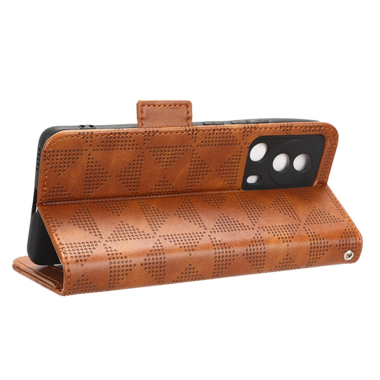 For Xiaomi 13 Lite / Civi 2 / 12 Lite NE Symmetrical Triangle Leather Phone Case(Brown) - 13 Lite Cases by buy2fix | Online Shopping UK | buy2fix