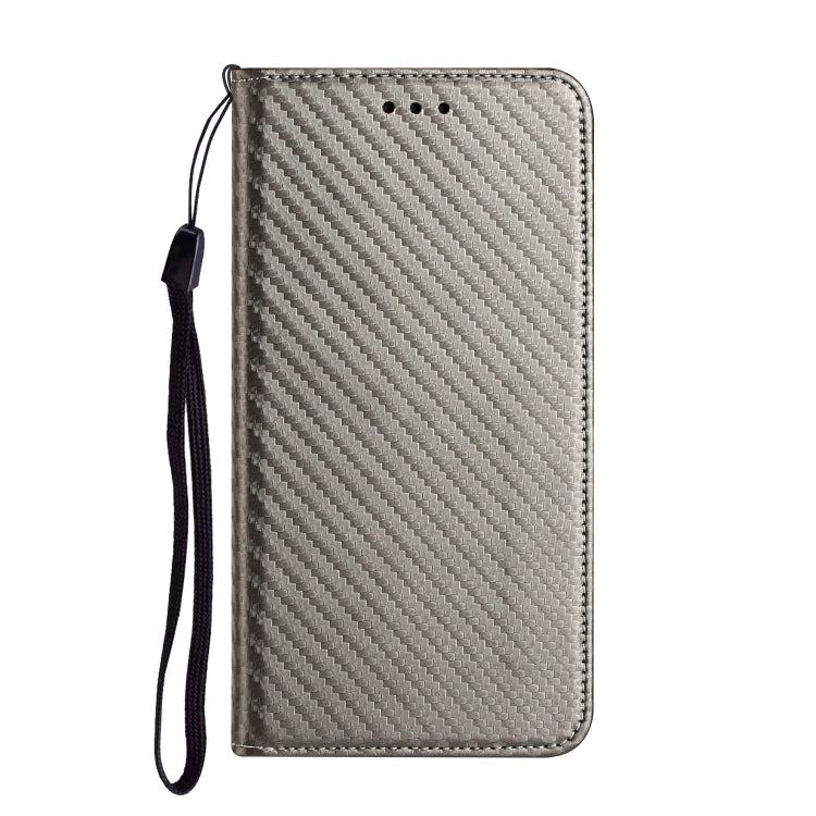 For Xiaomi Redmi Note 12 4G Global Carbon Fiber Texture Magnetic Flip Leather Phone Case(Grey) - Note 12 Cases by buy2fix | Online Shopping UK | buy2fix