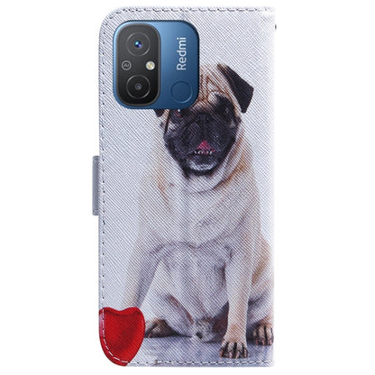 For Xiaomi Redmi 12C / 11A Coloured Drawing Flip Leather Phone Case(Pug) - Xiaomi Cases by buy2fix | Online Shopping UK | buy2fix