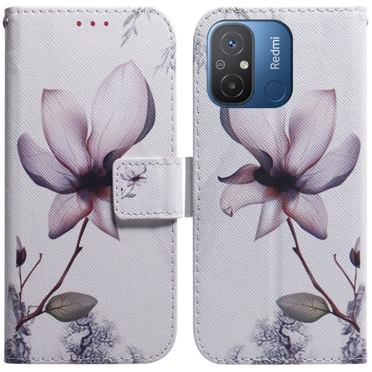 For Xiaomi Redmi 12C / 11A Coloured Drawing Flip Leather Phone Case(Magnolia) - Xiaomi Cases by buy2fix | Online Shopping UK | buy2fix