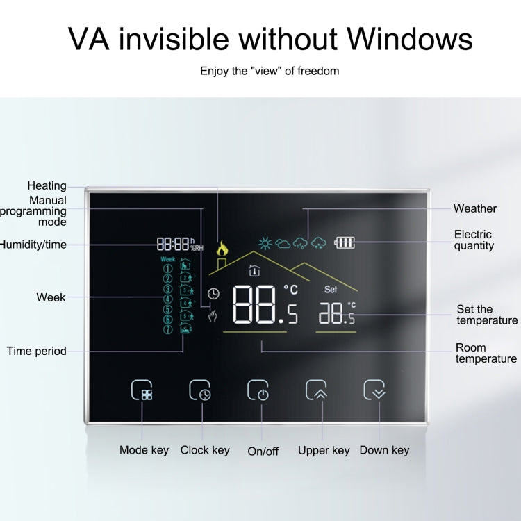 BHT-8000RF-VA- GBC Wireless Smart LED Screen Thermostat Without WiFi, Specification:Electric Boiler Heating - Consumer Electronics by buy2fix | Online Shopping UK | buy2fix