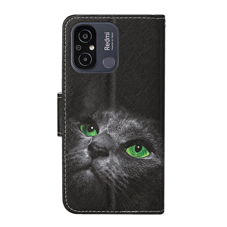 For Xiaomi Redmi 12C Colored Drawing Pattern Flip Leather Phone Case(Black Cat) - Xiaomi Cases by buy2fix | Online Shopping UK | buy2fix