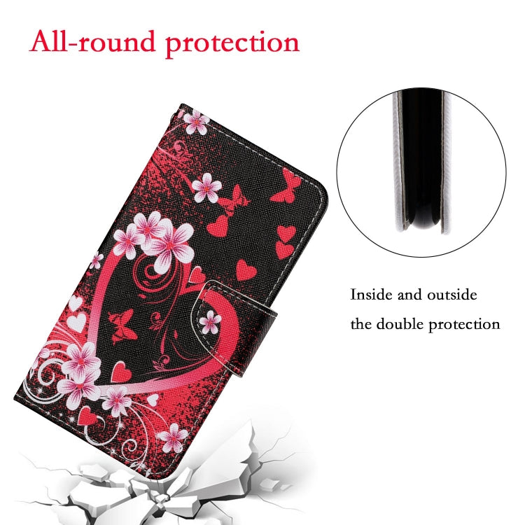 For Xiaomi Redmi 12C Colored Drawing Pattern Flip Leather Phone Case(Red Heart) - Xiaomi Cases by buy2fix | Online Shopping UK | buy2fix