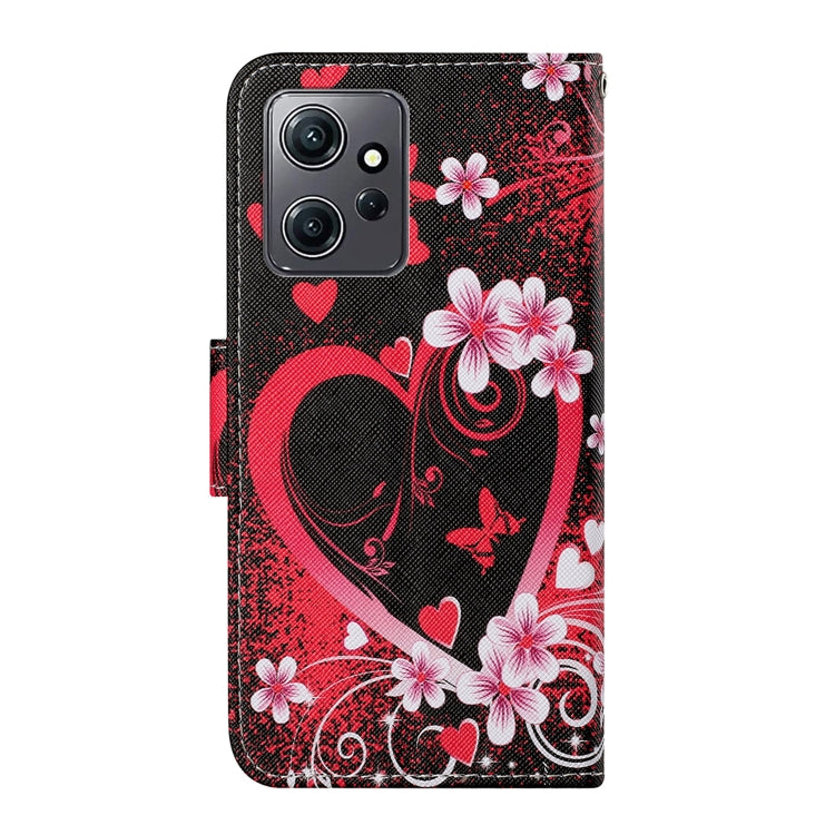 For Xiaomi Redmi Note 12 4G Global Colored Drawing Pattern Flip Leather Phone Case(Red Heart) - Note 12 Cases by buy2fix | Online Shopping UK | buy2fix