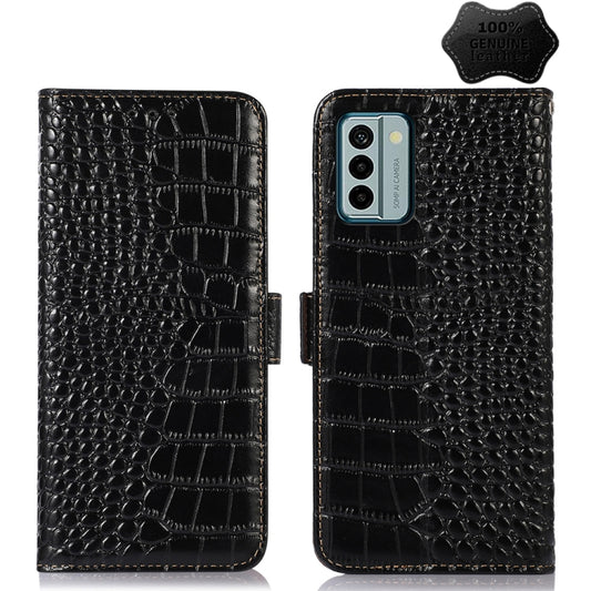 For Nokia G22 4G Crocodile Top Layer Cowhide Leather Phone Case(Black) - Nokia Cases by buy2fix | Online Shopping UK | buy2fix