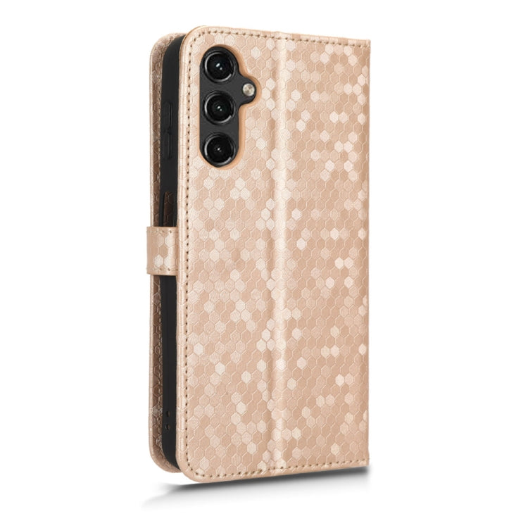 For Samsung Galaxy A24 4G Honeycomb Dot Texture Leather Phone Case(Gold) - Galaxy Phone Cases by buy2fix | Online Shopping UK | buy2fix