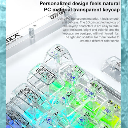 AULA F68 Transparent Customized Wired/Wireless/Bluetooth Three Model RGB Pluggable Mechanical Keyboard(White Transparent) - Wired Keyboard by AULA | Online Shopping UK | buy2fix