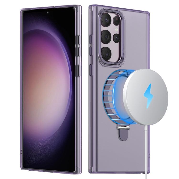 For Samsung Galaxy S23 Ultra 5G LK 3 in 1 MagSafe Magnetic Holder Phone Case(Purple) - Galaxy S23 Ultra 5G Cases by buy2fix | Online Shopping UK | buy2fix