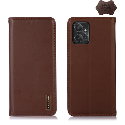 For Motorola Moto G Power 2023 KHAZNEH Nappa Top Layer Cowhide Leather Phone Case(Brown) - Motorola Cases by buy2fix | Online Shopping UK | buy2fix