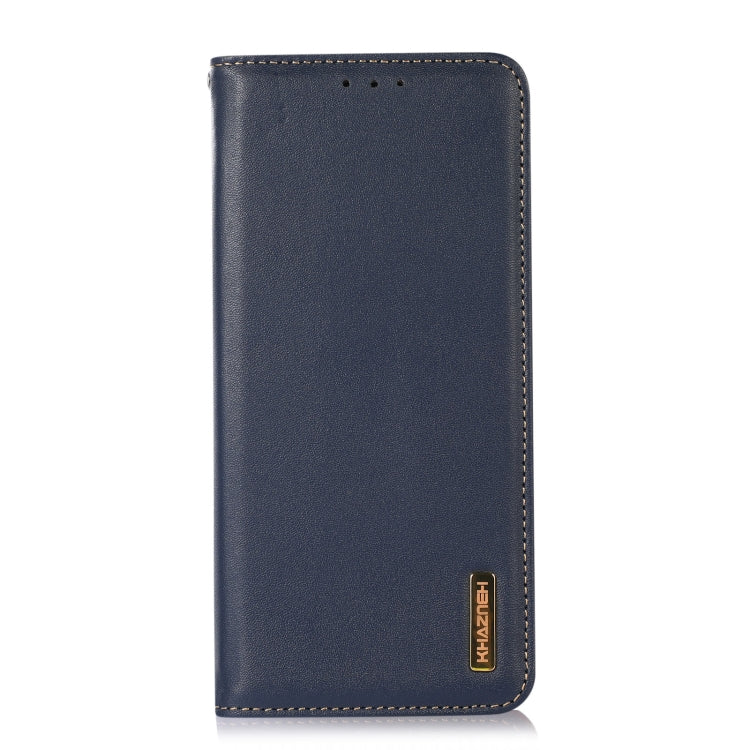 For Motorola Moto G14 4G KHAZNEH Nappa Top Layer Cowhide Leather Phone Case(Blue) - Motorola Cases by buy2fix | Online Shopping UK | buy2fix