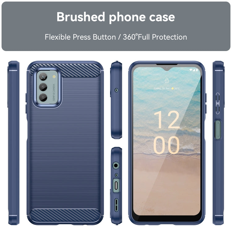 For Nokia G22 Brushed Texture Carbon Fiber TPU Phone Case(Blue) - Nokia Cases by buy2fix | Online Shopping UK | buy2fix