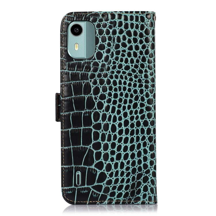 For Nokia C12 4G Crocodile Top Layer Cowhide Leather Phone Case(Green) - Nokia Cases by buy2fix | Online Shopping UK | buy2fix
