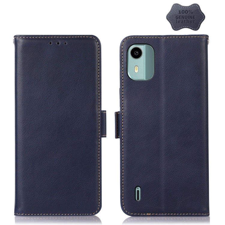 For Nokia C12 4G Crazy Horse Top Layer Cowhide Leather Phone Case(Blue) - Nokia Cases by buy2fix | Online Shopping UK | buy2fix
