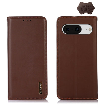 For Google Pixel 8 KHAZNEH Nappa Top Layer Cowhide Leather Phone Case(Brown) - Google Cases by buy2fix | Online Shopping UK | buy2fix