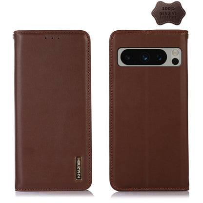 For Google Pixel 8 Pro KHAZNEH Nappa Top Layer Cowhide Leather Phone Case(Brown) - Google Cases by buy2fix | Online Shopping UK | buy2fix