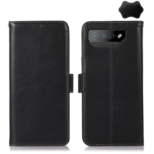 For Asus ROG Phone 7 Crazy Horse Top Layer Cowhide Leather Phone Case(Black) - ASUS Cases by buy2fix | Online Shopping UK | buy2fix