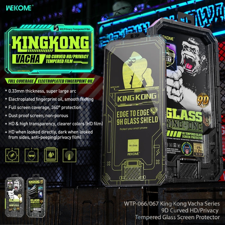 For iPhone 14 Pro WK WTP-066 King Kong Vacha 9D Curved HD Tempered Glass Film(Black) - iPhone 14 Pro Cases by WK | Online Shopping UK | buy2fix