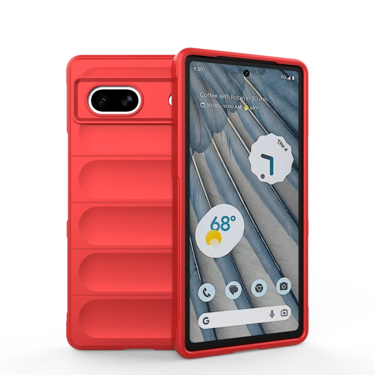 For Google Pixel 7a Magic Shield TPU + Flannel Phone Case(Red) - Google Cases by buy2fix | Online Shopping UK | buy2fix