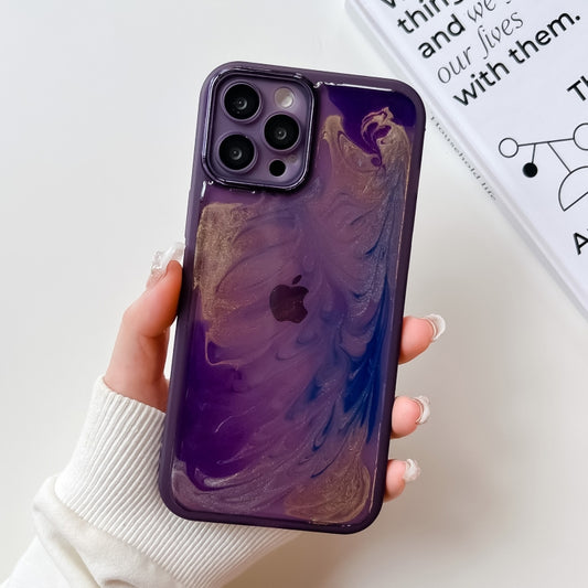 For iPhone 12 Pro Max Oil Painting Electroplating TPU Phone Case(Purple) - iPhone 12 Pro Max Cases by buy2fix | Online Shopping UK | buy2fix