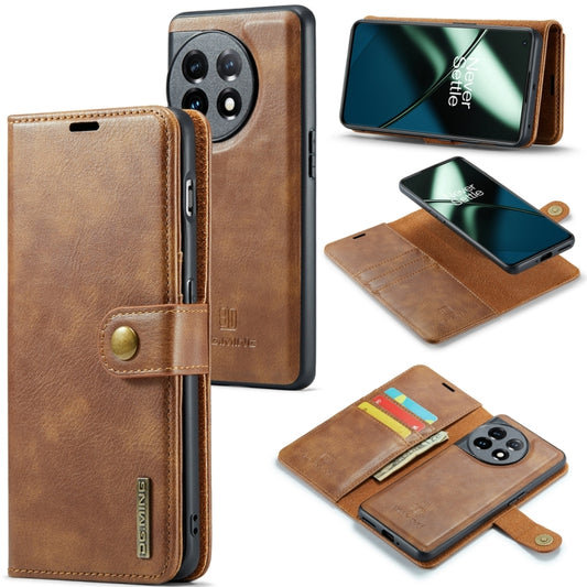 For OnePlus 11 DG.MING Crazy Horse Texture Detachable Magnetic Leather Case(Brown) - OnePlus Cases by DG.MING | Online Shopping UK | buy2fix