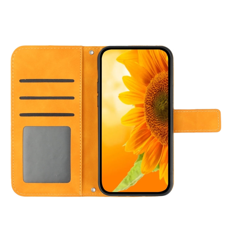 For Xiaomi Poco F5 Skin Feel Sun Flower Embossed Flip Leather Phone Case with Lanyard(Yellow) - Xiaomi Cases by buy2fix | Online Shopping UK | buy2fix