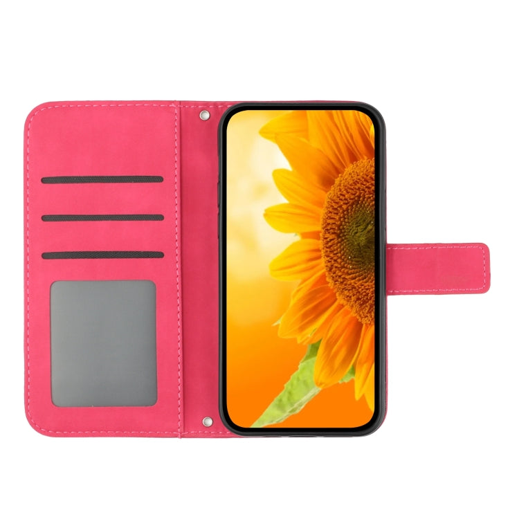 For Xiaomi Redmi Note 12S Skin Feel Sun Flower Embossed Flip Leather Phone Case with Lanyard(Rose Red) - Xiaomi Cases by buy2fix | Online Shopping UK | buy2fix